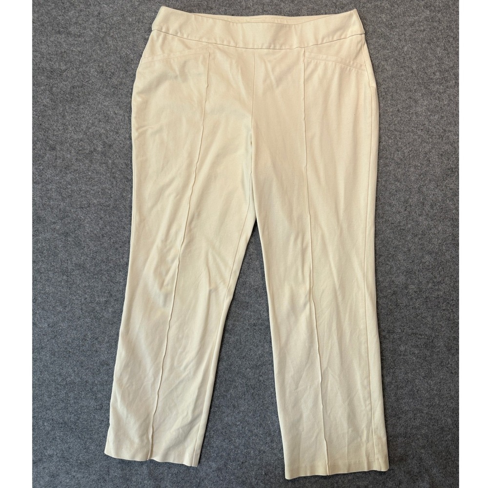 C Est. 1946 Seamed Pull-On Pants LP Cream Stretch Rayon Nylon Blend